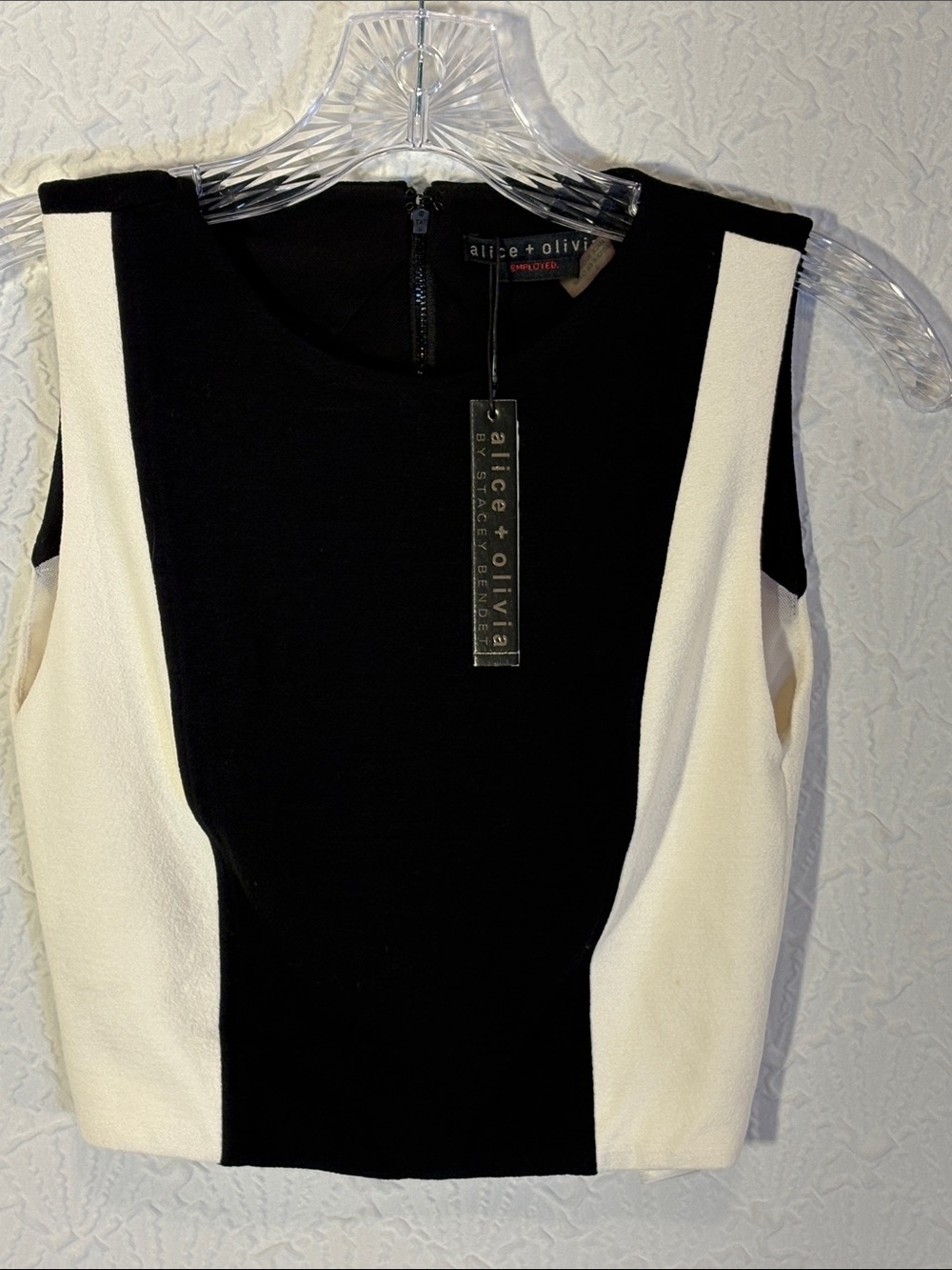 Alice + Olivia Black and White Sleeveless Colorblock Tank Vintage Inspired